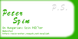 peter szin business card